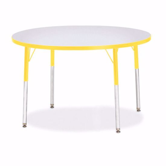 Picture of Berries® Round Activity Table - 42" Diameter, A-height - Gray/Yellow/Yellow