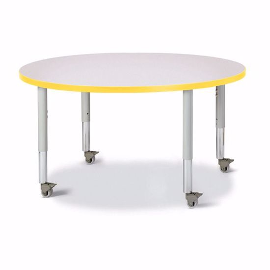 Picture of Berries® Round Activity Table - 42" Diameter, Mobile - Gray/Yellow/Gray