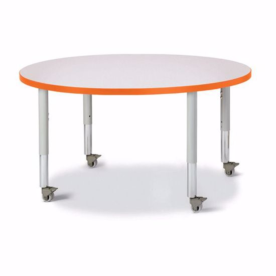 Picture of Berries® Round Activity Table - 42" Diameter, Mobile - Gray/Orange/Gray