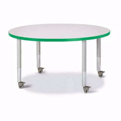 Picture of Berries® Round Activity Table - 42" Diameter, Mobile - Gray/Green/Gray