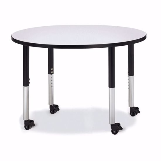 Picture of Berries® Round Activity Table - 42" Diameter, Mobile - Gray/Black/Black