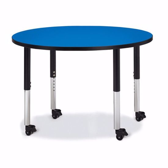 Picture of Berries® Round Activity Table - 42" Diameter, Mobile - Blue/Black/Black