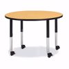 Picture of Berries® Round Activity Table - 42" Diameter, Mobile - Oak/Black/Black