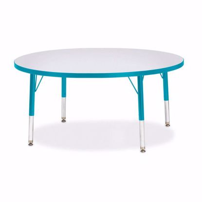 Picture of Berries® Round Activity Table - 42" Diameter, T-height - Gray/Teal/Teal