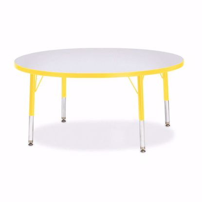 Picture of Berries® Round Activity Table - 42" Diameter, T-height - Gray/Yellow/Yellow