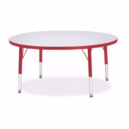 Picture of Berries® Round Activity Table - 42" Diameter, T-height - Gray/Red/Red