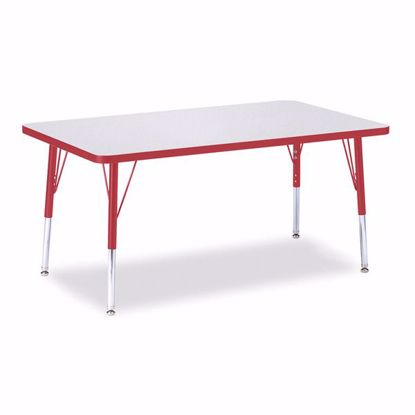 Picture of Berries® Rectangle Activity Table - 30" X 48", E-height - Gray/Red/Red