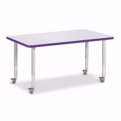 Picture of Berries® Rectangle Activity Table - 30" X 48", Mobile - Gray/Purple/Gray