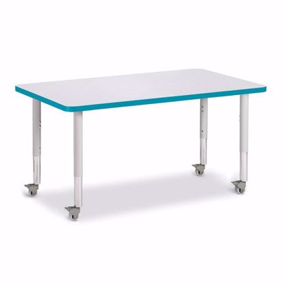 Picture of Berries® Rectangle Activity Table - 30" X 48", Mobile - Gray/Teal/Gray