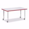 Picture of Berries® Rectangle Activity Table - 30" X 48", Mobile - Gray/Red/Gray