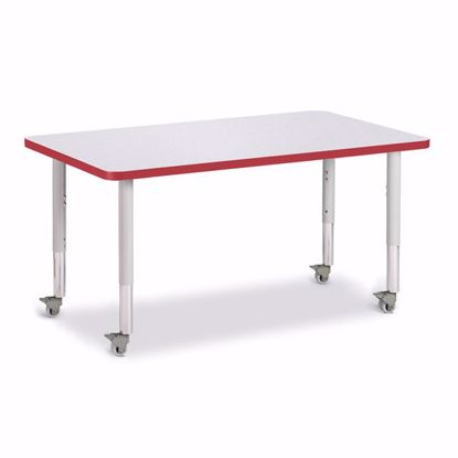 Picture of Berries® Rectangle Activity Table - 30" X 48", Mobile - Gray/Red/Gray