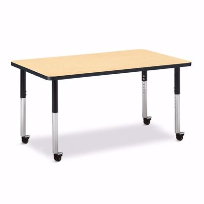 Picture of Berries® Rectangle Activity Table - 30" X 48", Mobile - Maple/Black/Black