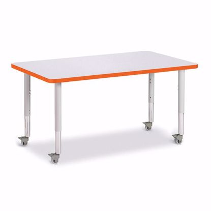 Picture of Berries® Rectangle Activity Table - 30" X 48", Mobile - Gray/Orange/Gray