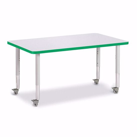 Picture of Berries® Rectangle Activity Table - 30" X 48", Mobile - Gray/Green/Gray