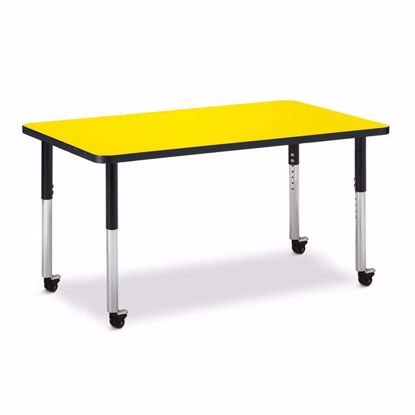 Picture of Berries® Rectangle Activity Table - 30" X 48", Mobile - Yellow/Black/Black