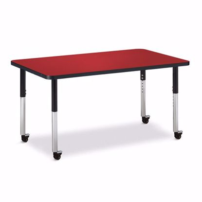 Picture of Berries® Rectangle Activity Table - 30" X 48", Mobile - Red/Black/Black