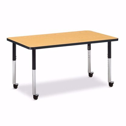 Picture of Berries® Rectangle Activity Table - 30" X 48", Mobile - Oak/Black/Black