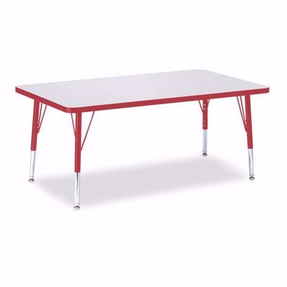 Picture of Berries® Rectangle Activity Table - 30" X 48", T-height - Gray/Red/Red