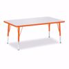 Picture of Berries® Rectangle Activity Table - 30" X 48", T-height - Gray/Orange/Orange