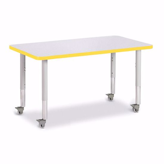 Picture of Berries® Rectangle Activity Table - 24" X 36", Mobile - Gray/Yellow/Gray