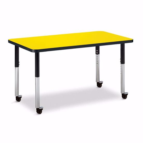 Picture of Berries® Rectangle Activity Table - 24" X 36", Mobile - Yellow/Black/Black