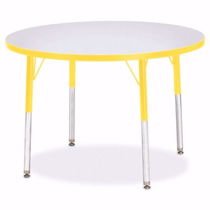 Picture of Berries® Round Activity Table - 36" Diameter, A-height - Gray/Yellow/Yellow