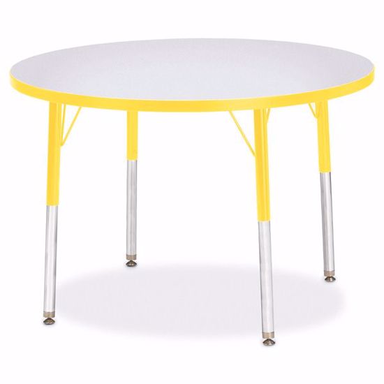 Picture of Berries® Round Activity Table - 36" Diameter, A-height - Gray/Yellow/Yellow