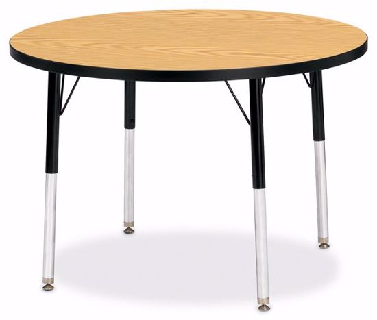 Picture of Berries® Round Activity Table - 36" Diameter, A-height - Oak/Black/Black