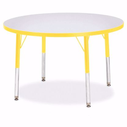 Picture of Berries® Round Activity Table - 36" Diameter, E-height - Gray/Yellow/Yellow