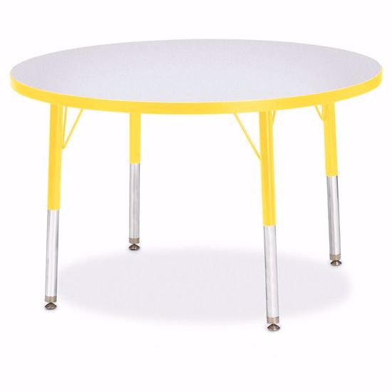 Picture of Berries® Round Activity Table - 36" Diameter, E-height - Gray/Yellow/Yellow