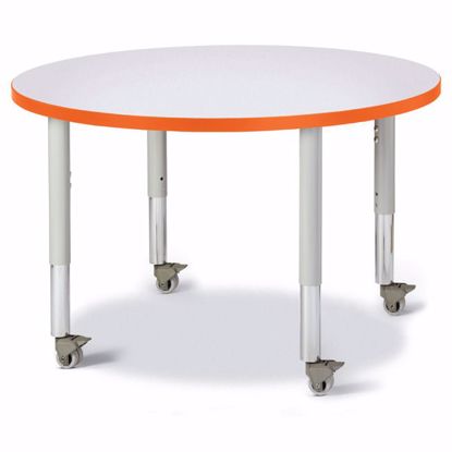 Picture of Berries® Round Activity Table - 36" Diameter, Mobile - Gray/Orange/Gray