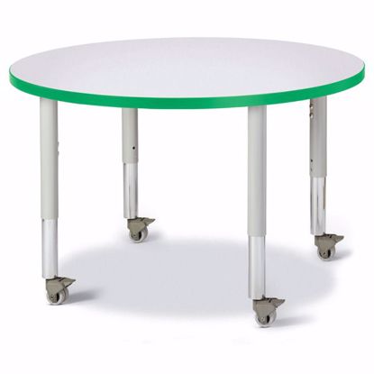 Picture of Berries® Round Activity Table - 36" Diameter, Mobile - Gray/Green/Gray