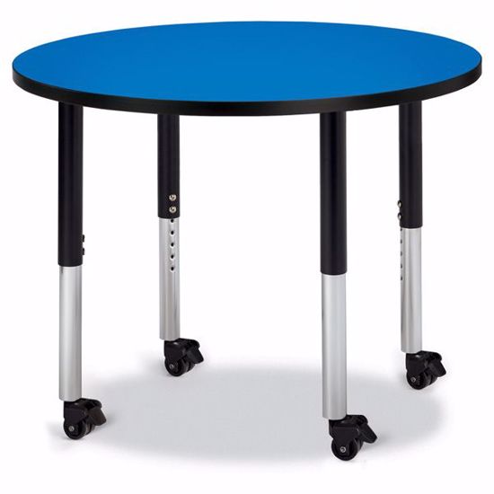 Picture of Berries® Round Activity Table - 36" Diameter, Mobile - Blue/Black/Black