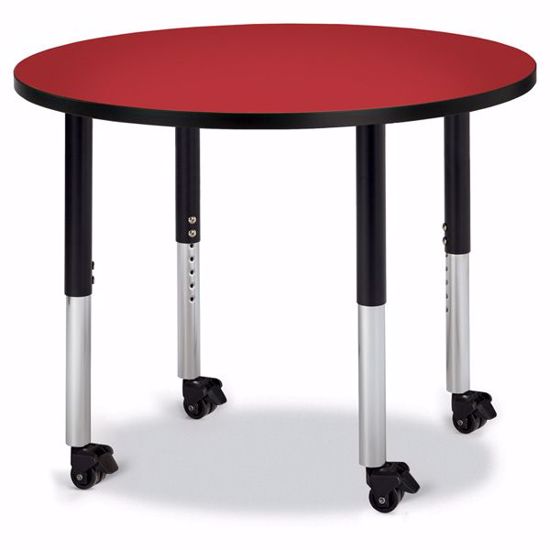 Picture of Berries® Round Activity Table - 36" Diameter, Mobile - Red/Black/Black