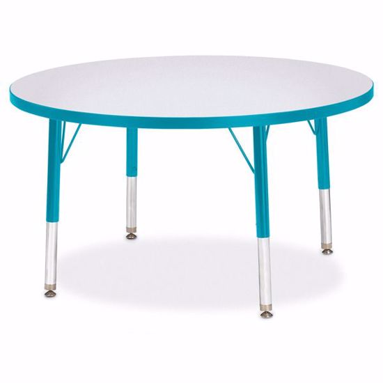 Picture of Berries® Round Activity Table - 36" Diameter, T-height - Gray/Teal/Teal