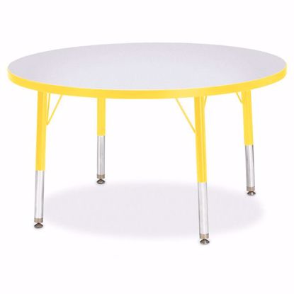 Picture of Berries® Round Activity Table - 36" Diameter, T-height - Gray/Yellow/Yellow