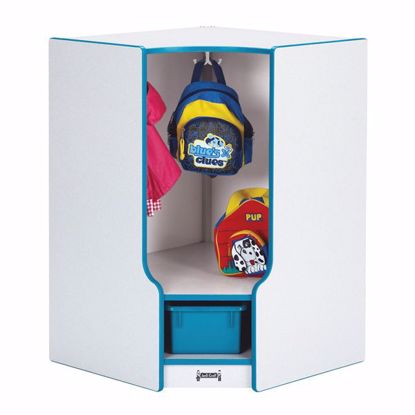 Picture of Rainbow Accents® Toddler Corner Coat Locker with Step - without Trays - Blue
