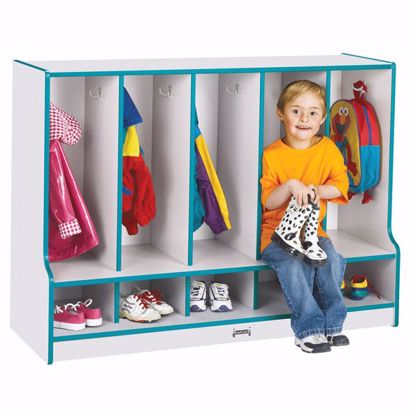 Picture of Rainbow Accents® Toddler 5 Section Coat Locker with Step - without Trays - Blue