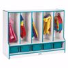 Picture of Rainbow Accents® Toddler 5 Section Coat Locker with Step -  with Trays - Teal