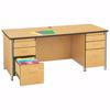 Picture of Berries® Teachers' 48" Desk with 1 Pedestal -Gray/ Red