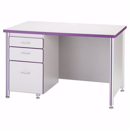 Picture of Berries® Teachers' 72" Desk with 1 Pedestal - Gray/Purple