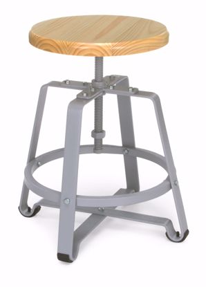 Picture of METAL STOOL- CHAIR HT MAPLE SEAT & GRAY LEGS