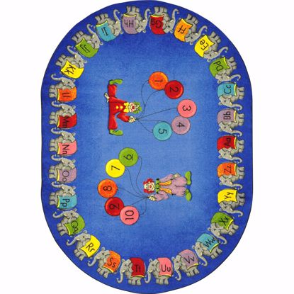 Picture of Circus Elephant Parade - Multi  Color - 5'4" x 7'8" Oval