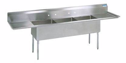 Picture of THREE COMPARTMENT SINK, BOWL SIZE: 18"LX18"WX14"D, UNIT SIZE: 90"X23-13/16", (2)18" DRAINBOARDS