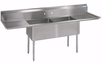 Picture of TWO COMPARTMENT SINK, BOWL SIZE: 18"LX18"WX12"D, UNIT SIZE: 72"X23-13/16", (2)18" DRAINBOARDS