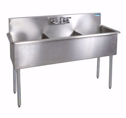Picture of THREE COMPARTMENT BUDGET SINK, BOWL SIZE: 18"LX18"WX12"D, UNIT SIZE: 57"X21-1/2"