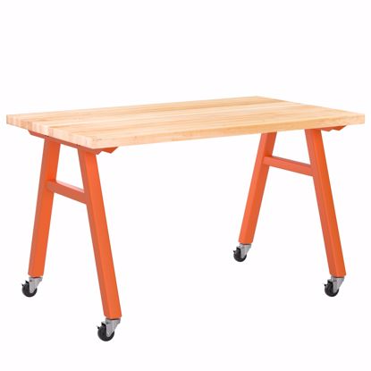 Picture of A-Frame Table, Mobile, Metal Frame, Frame Color-Orange , 30in High  x 48in Wide x 36in Deep, 0.75 Phenolic Top