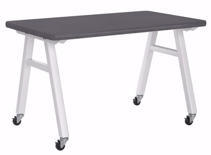 Picture of A-Frame Table, Mobile, Metal Frame, Frame Color-White , 30in High  x 48in Wide x 36in Deep, 1.75 Rock Maple
