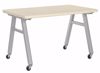 Picture of A-Frame Table, Mobile, Metal Frame, Frame Color-Silver , 30in High  x 48in Wide x 48in Deep, 1.75 Walnut Butcher Block