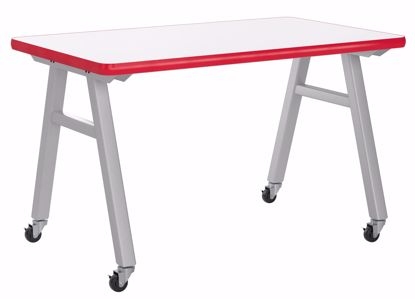 Picture of A-Frame Table, Mobile, Metal Frame, Frame Color-White , 30in High  x 48in Wide x 48in Deep, 0.75 Phenolic Top